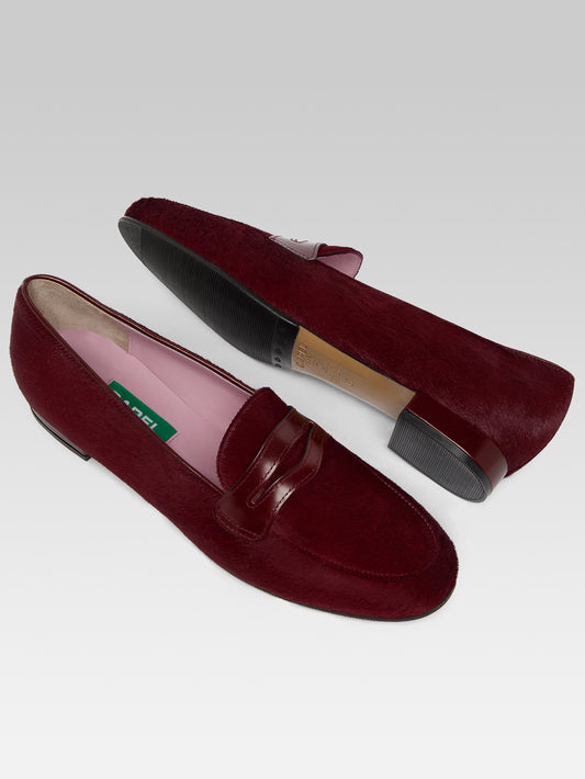 2100 - Mocassins cuir pony bordeaux - Image numéro 5