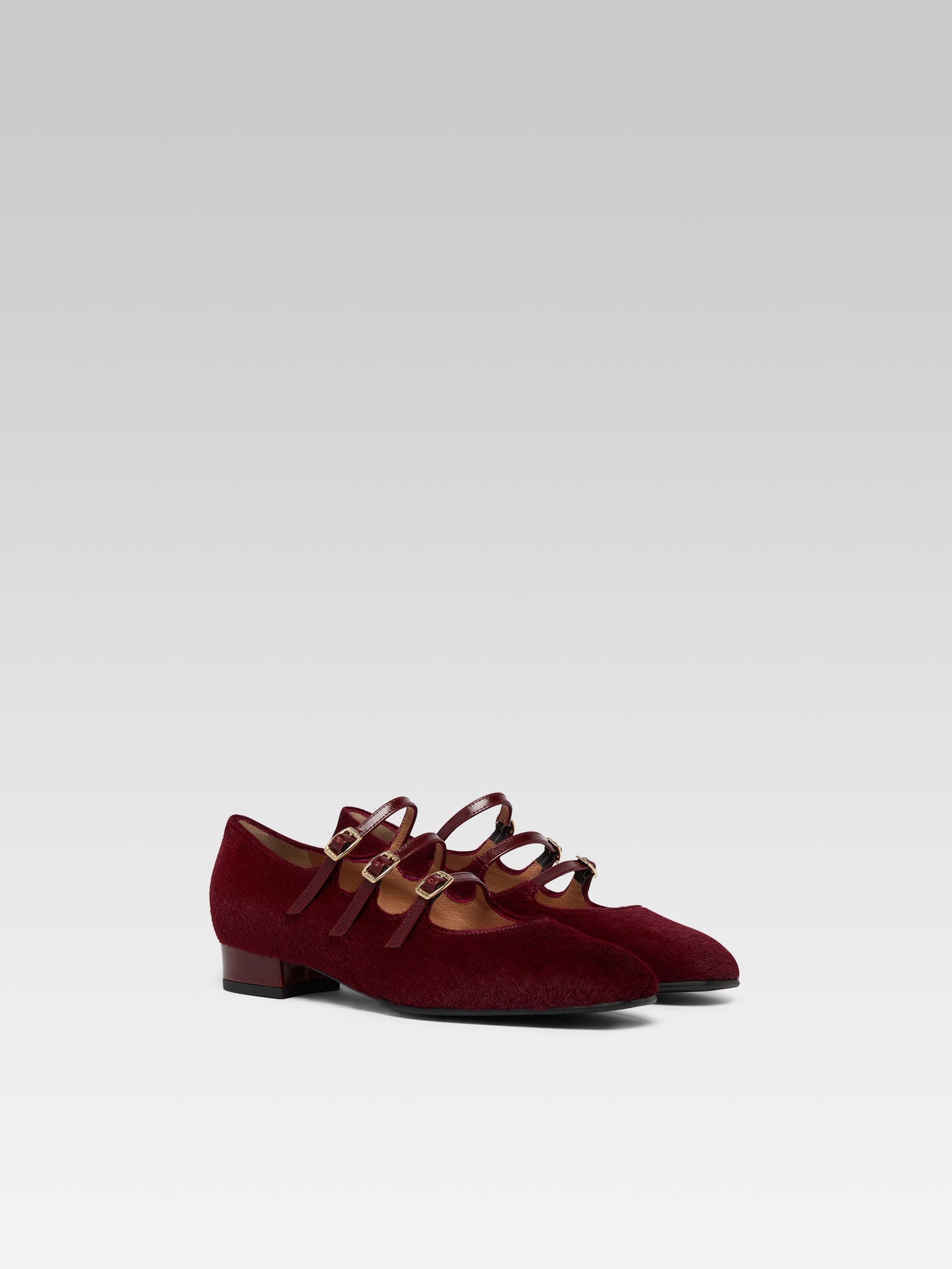 Ariana Up - Ballerines babies cuir pony bordeaux et cuir glacé bordeaux