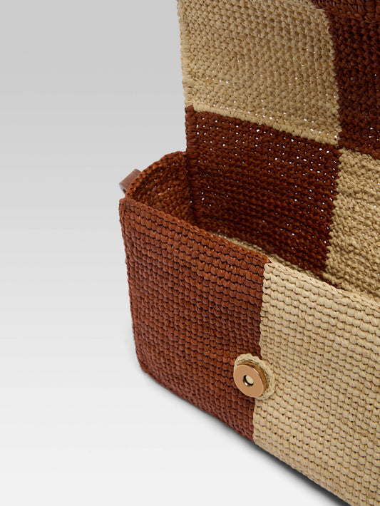 Mini Sorbonne - Beige and brown raffia bag - Image number 4