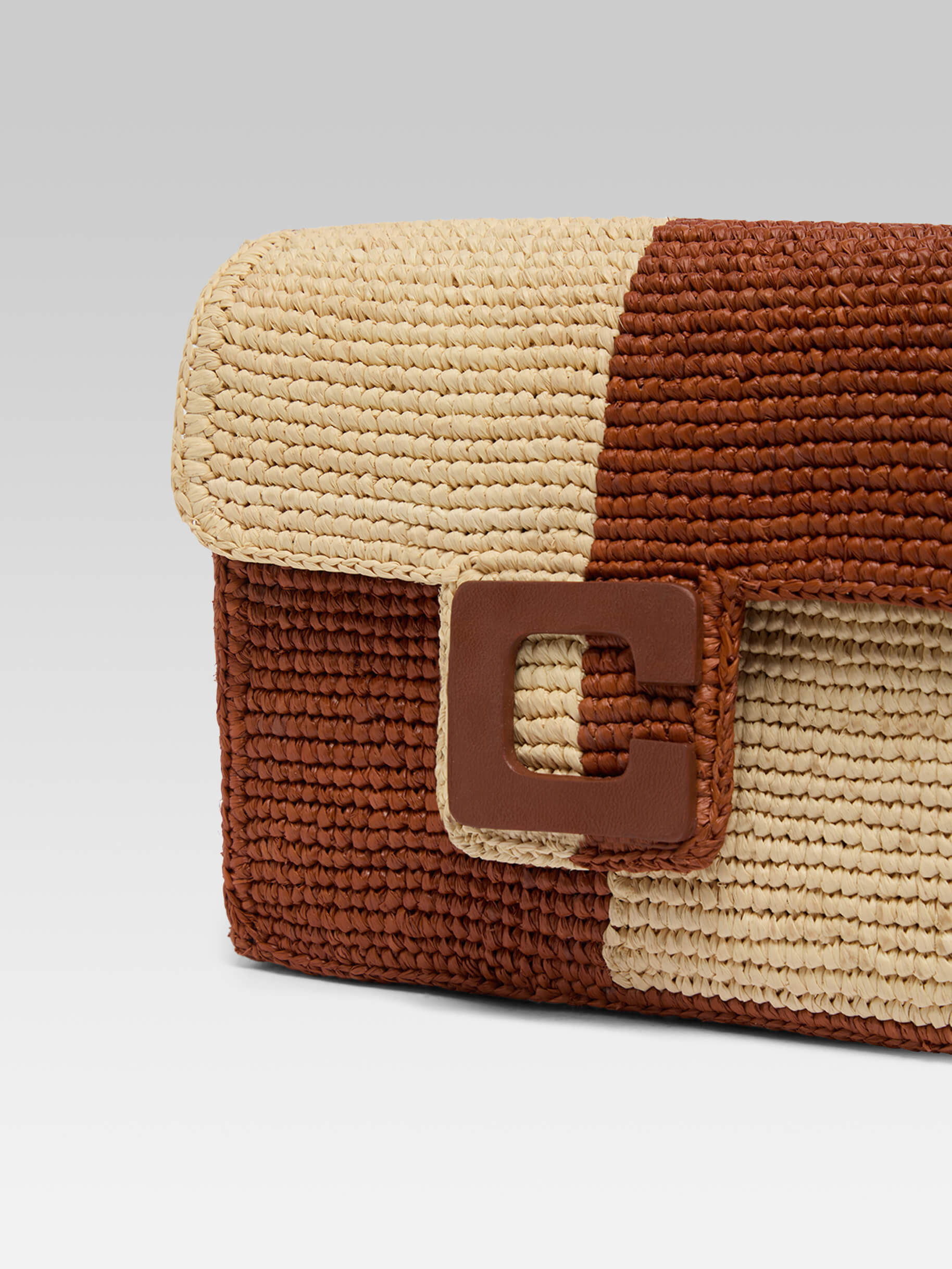 Mini Sorbonne - Sac raphia beige et marron - Image numéro 5