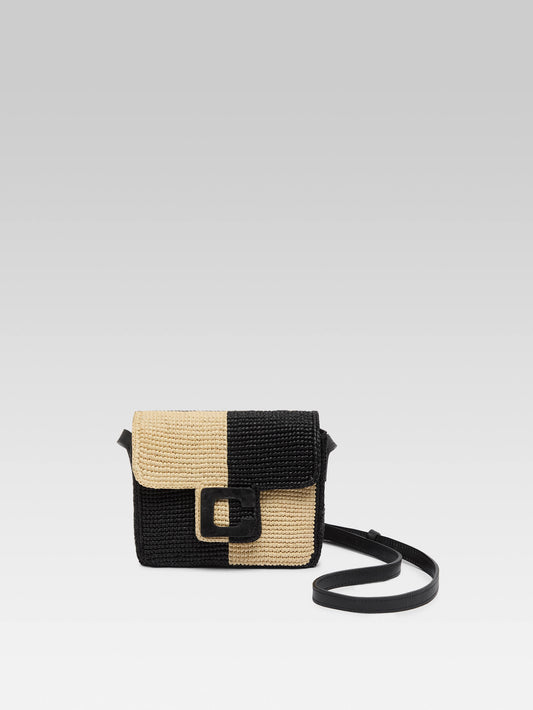 Mini Sorbonne - Beige and black raffia bag - Image number 1