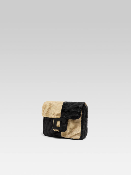 Mini Sorbonne - Beige and black raffia bag - Image number 2