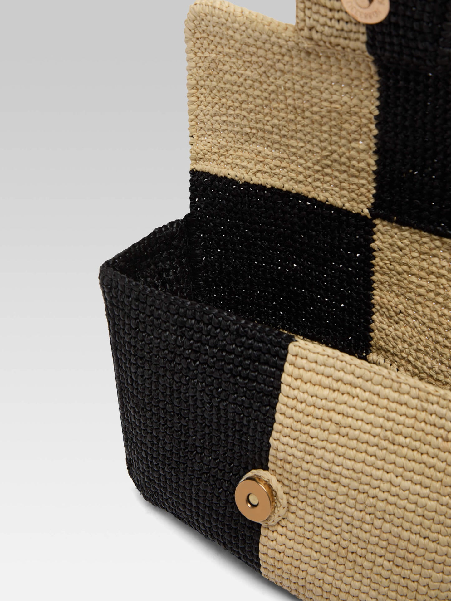 Mini Sorbonne - Beige and black raffia bag