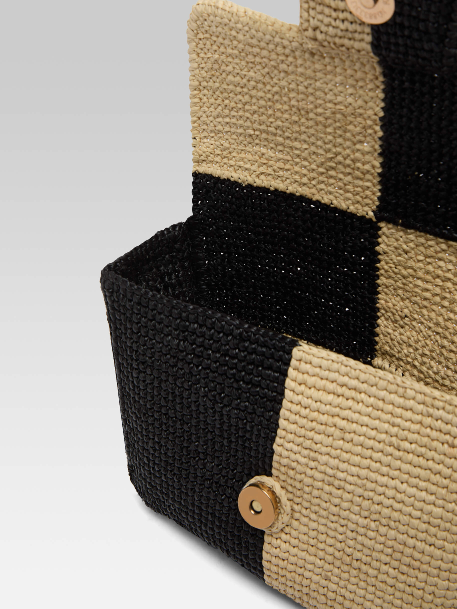 Mini Sorbonne - Beige and black raffia bag - Image number 4