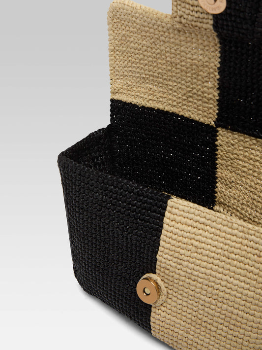 Mini Sorbonne - Beige and black raffia bag - Image number 4