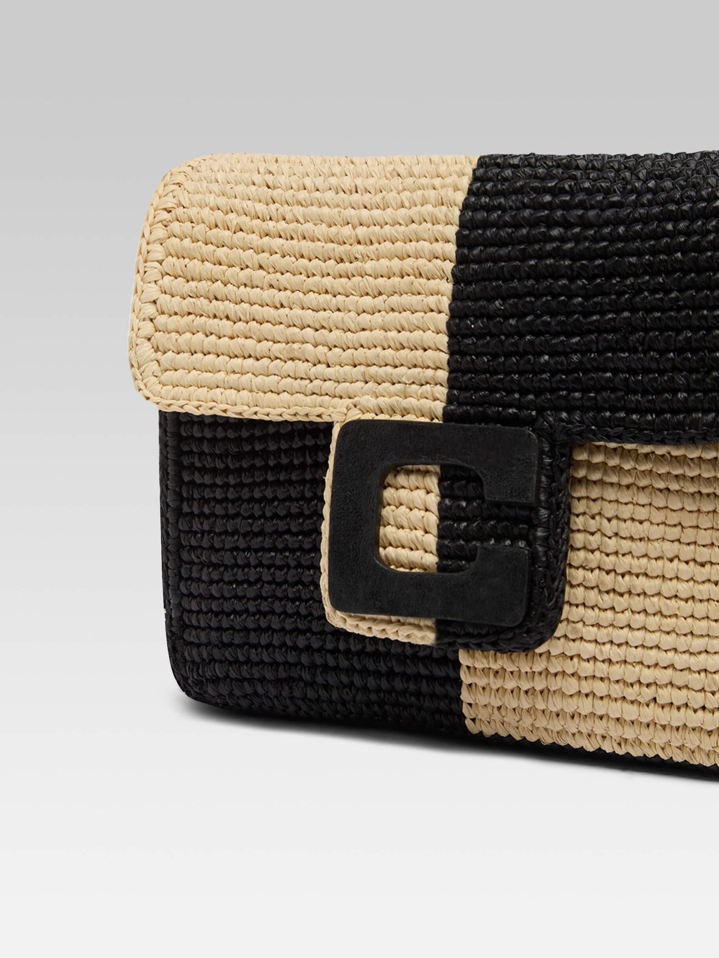 Mini Sorbonne - Beige and black raffia bag