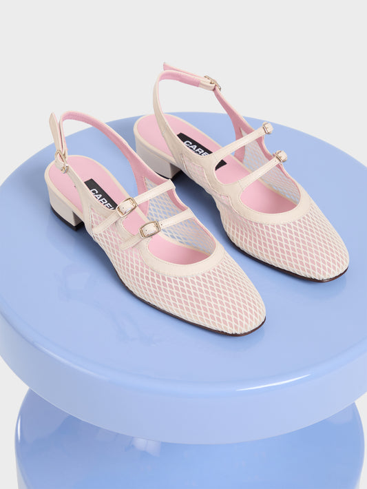 Peche - Ivory mesh and leather slingback Mary Janes - Image number 4