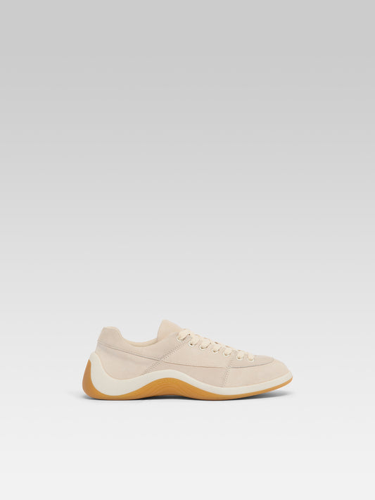 Jane - Two-tone beige suede leather tennis shoes