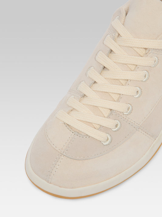 Jane - Two-tone beige suede leather tennis shoes - Image number 4