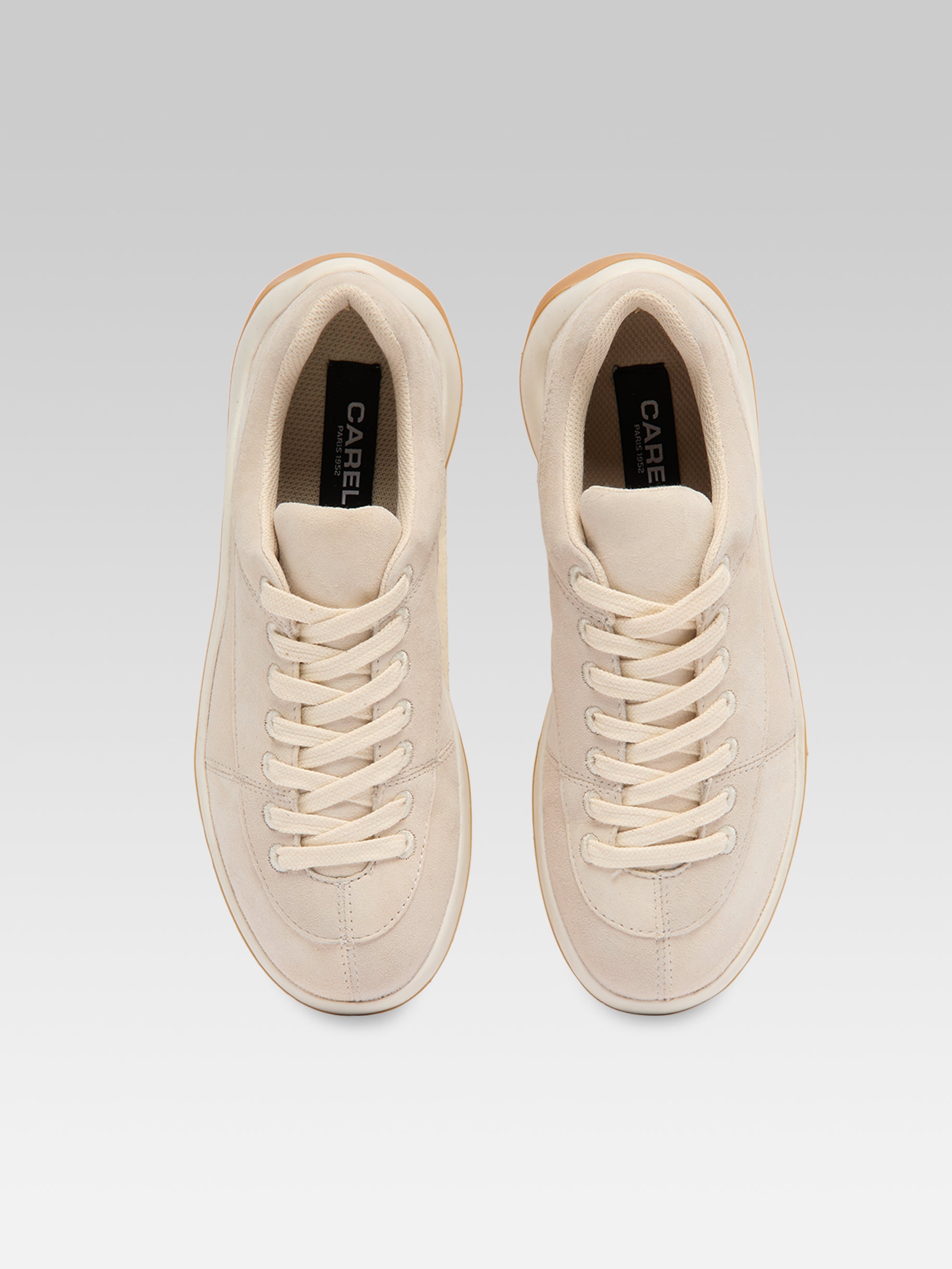 Jane - Two-tone beige suede leather tennis shoes - Image number 5