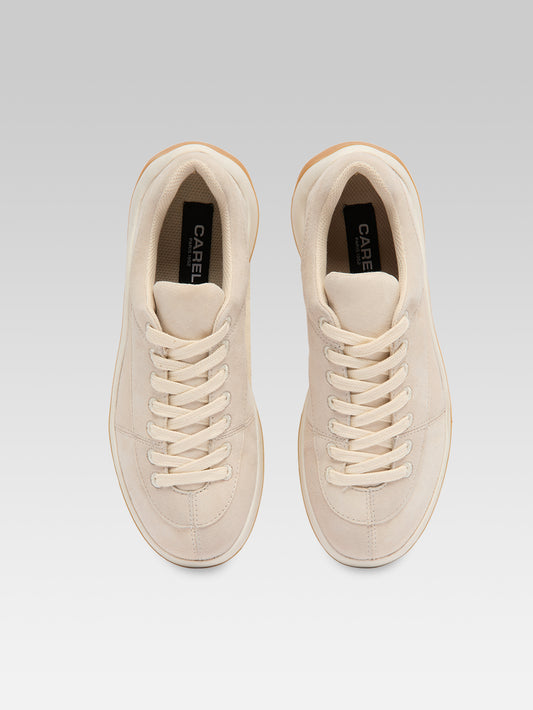 Jane - Two-tone beige suede leather tennis shoes - Image number 5