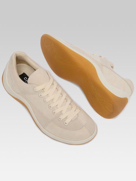 Jane - Two-tone beige suede leather tennis shoes - Image number 6