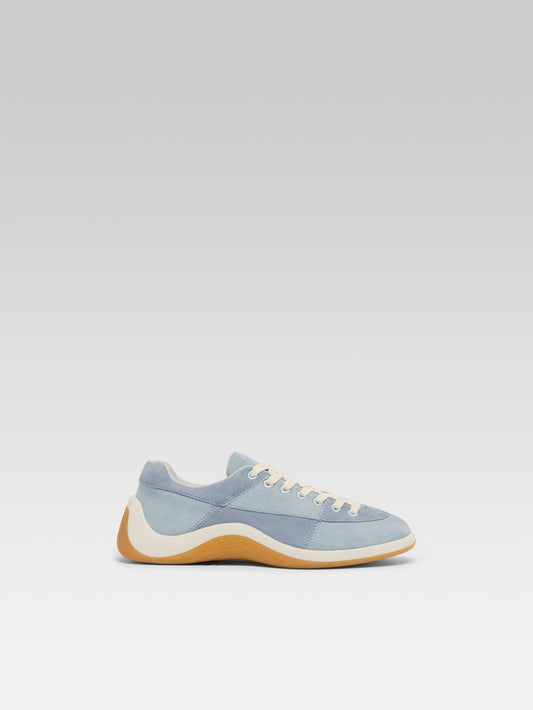 Jane - Two-tone blue suede leather tennis shoes - Image number 2