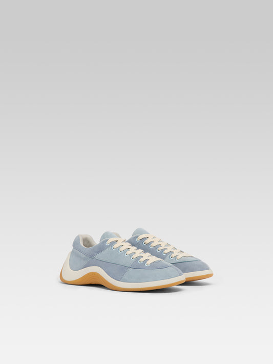Jane - Two-tone blue suede leather tennis shoes - Image number 4