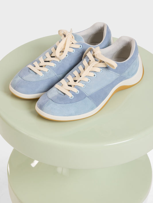 Jane - Two-tone blue suede leather tennis shoes - Image number 8