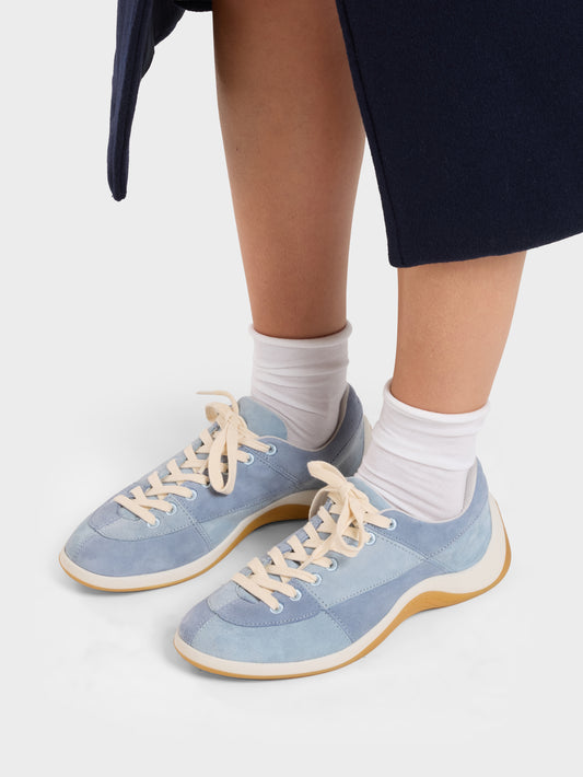 Jane - Two-tone blue suede leather tennis shoes - Image number 3