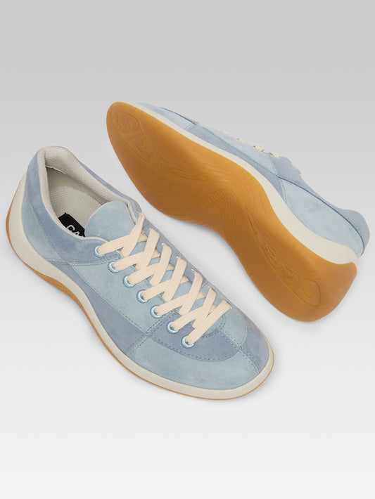 Jane - Two-tone blue suede leather tennis shoes - Image number 7