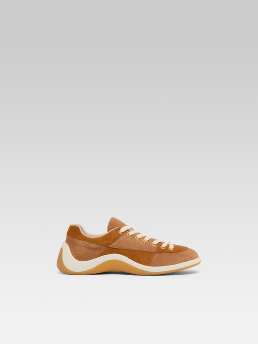 Jane - Two-tone brown suede leather tennis shoes