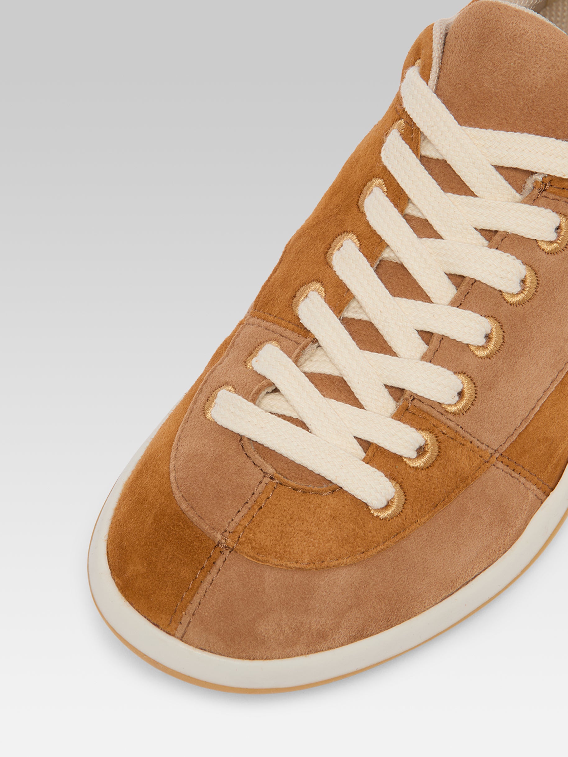Jane - Two-tone brown suede leather tennis shoes - Image number 5