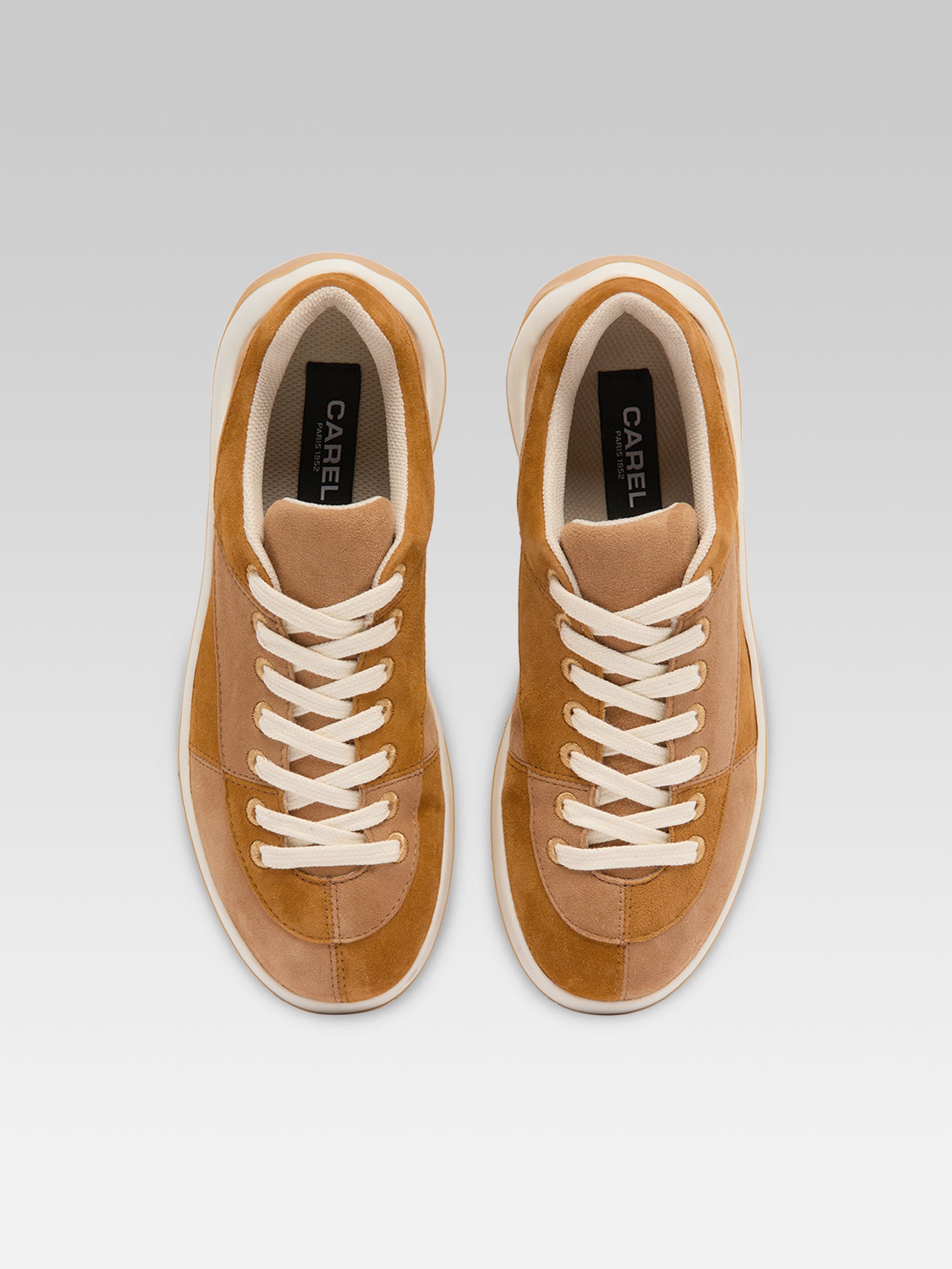 Jane - Two-tone brown suede leather tennis shoes - Image number 4