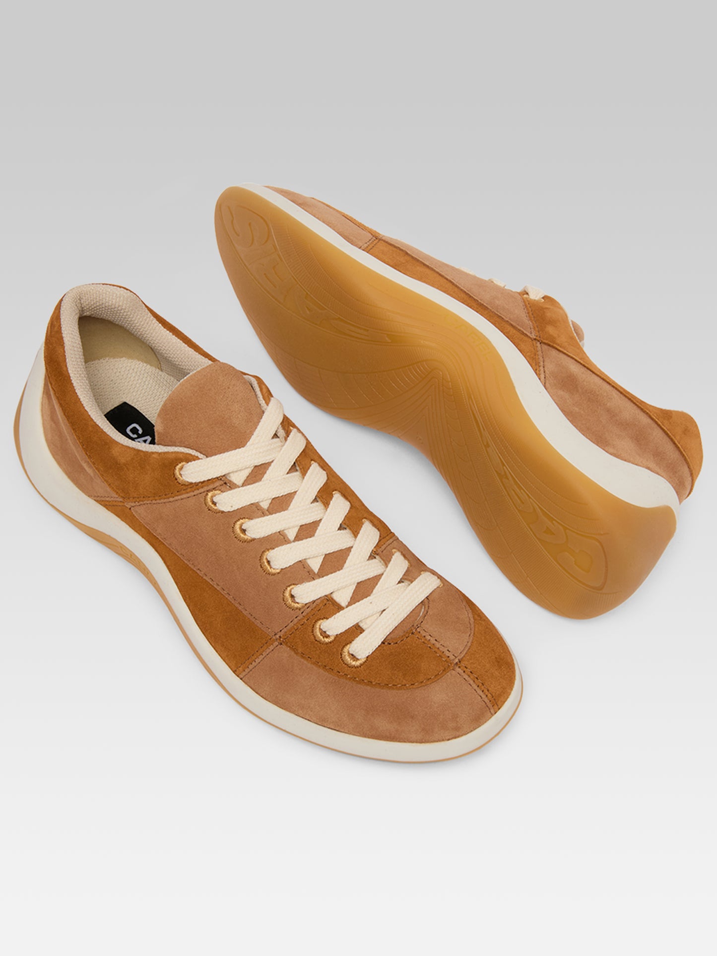 Jane - Two-tone brown suede leather tennis shoes