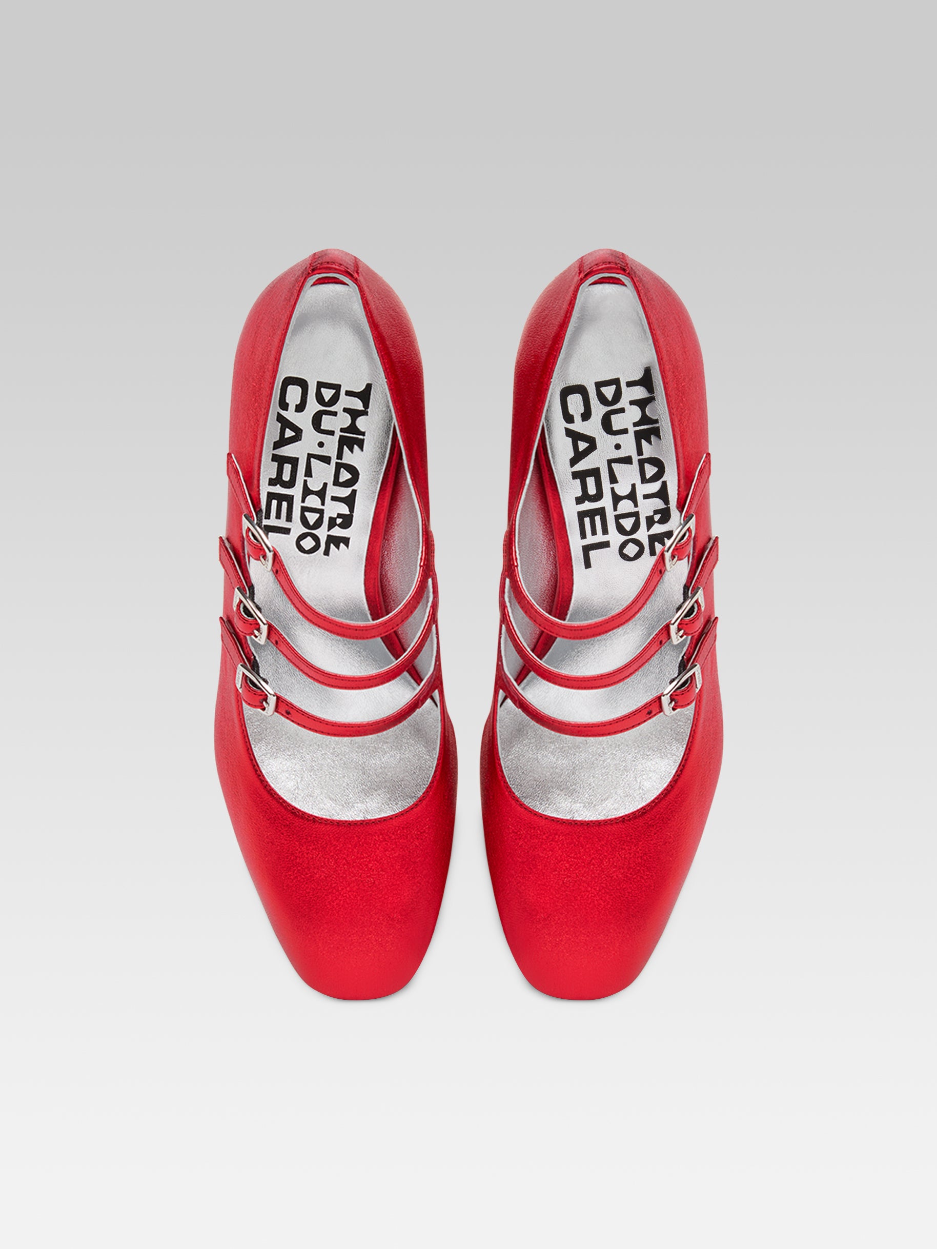 Keel - Red laminated leather Mary Janes pumps - Image number 4