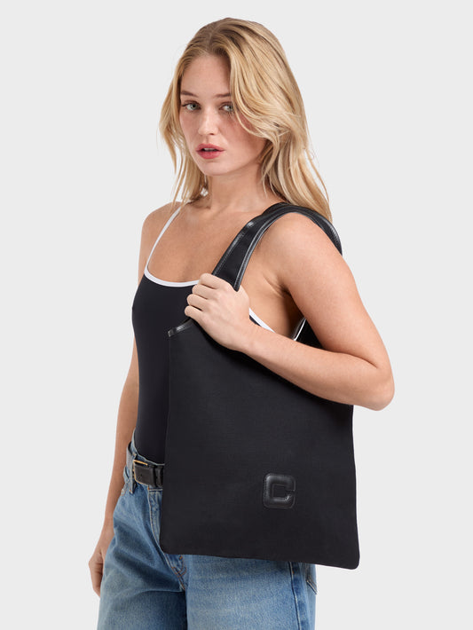 Alésia - Sac tissu et cuir noir - Image numéro 3