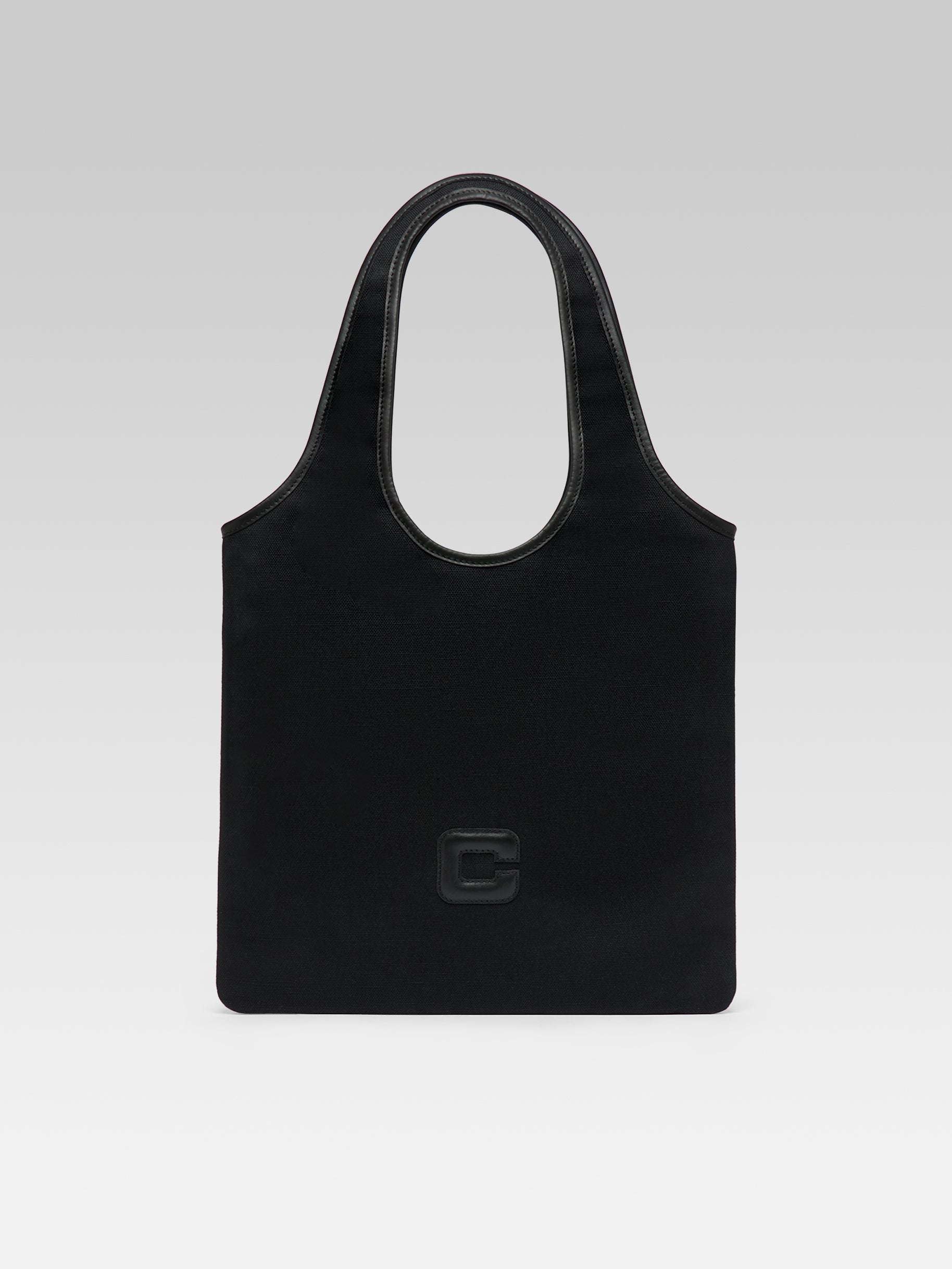 Alésia - Sac tissu et cuir noir