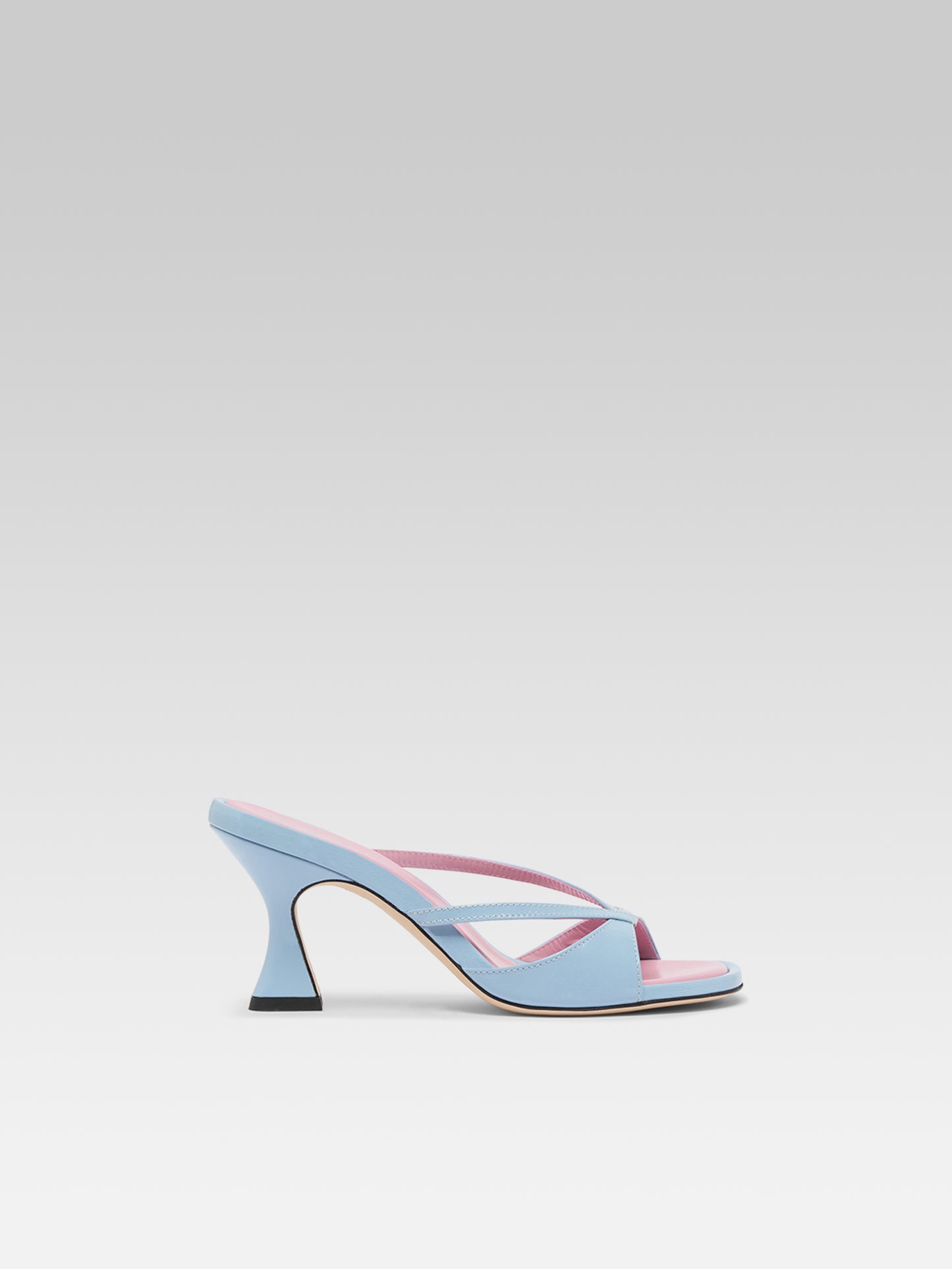 Athena - Sky blue leather strappy mules