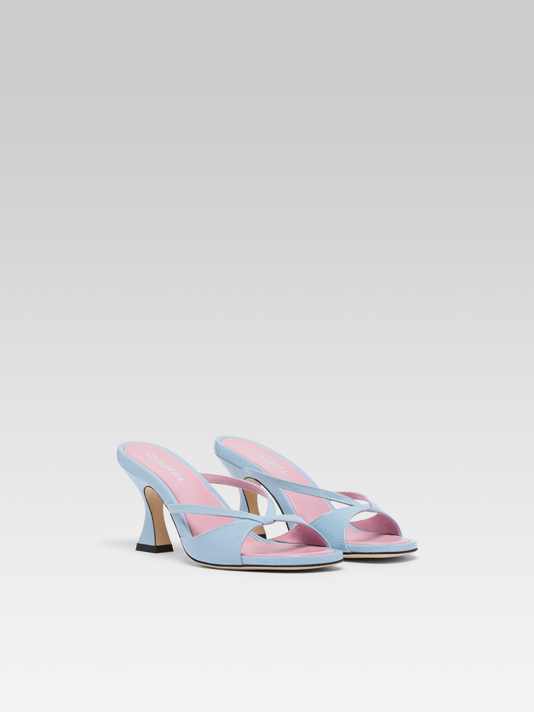 Athena - Sky blue leather strappy mules - Image number 2