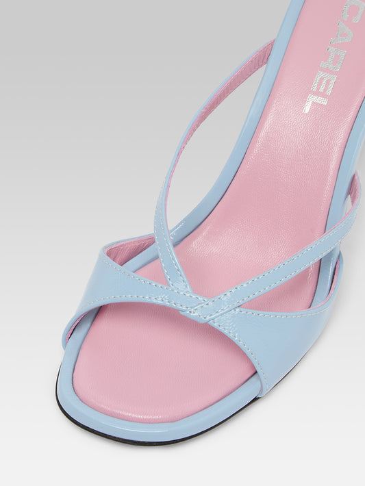 Athena - Sky blue leather strappy mules - Image number 3