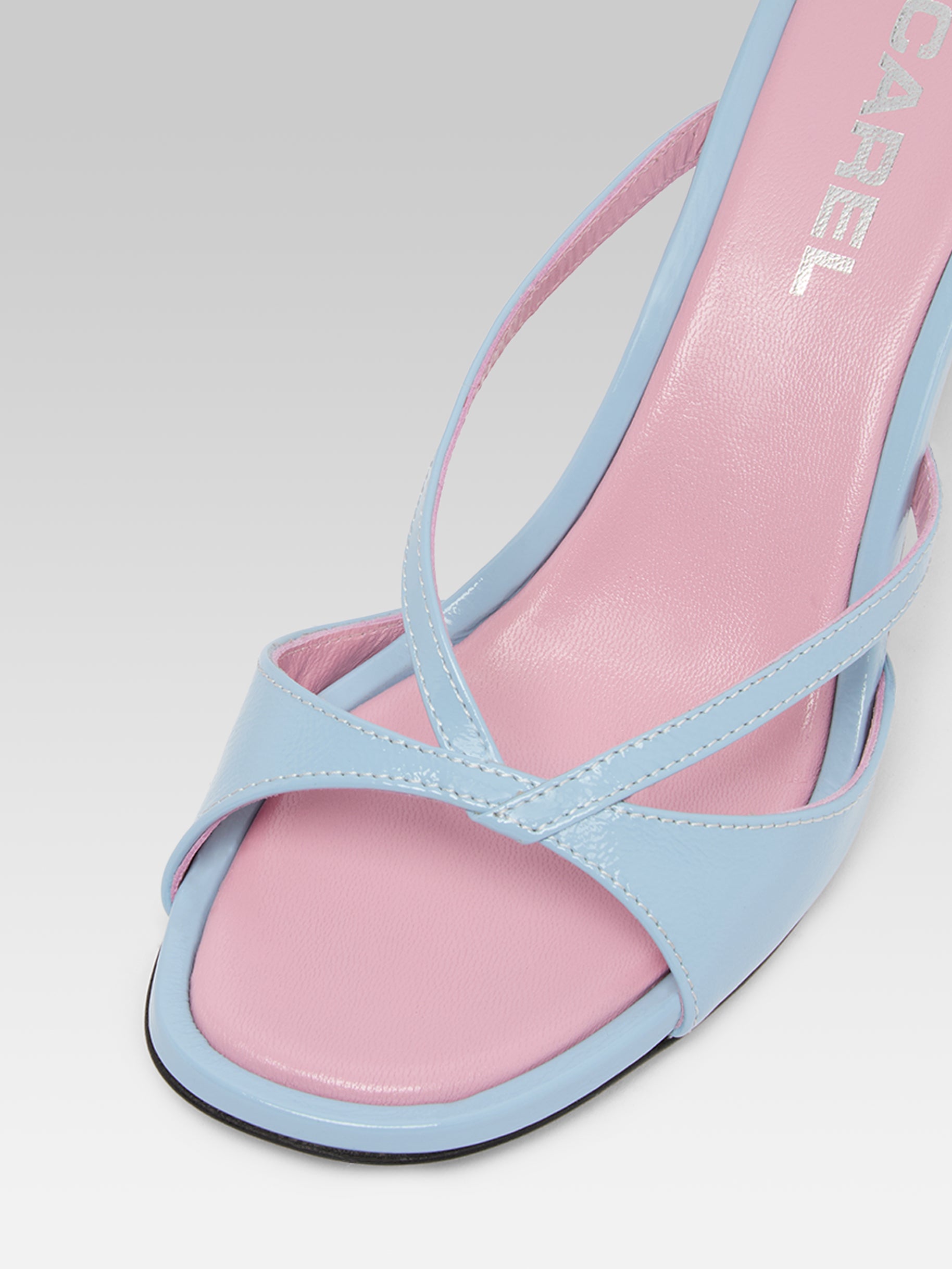 Athena - Sky blue leather strappy mules - Image number 3