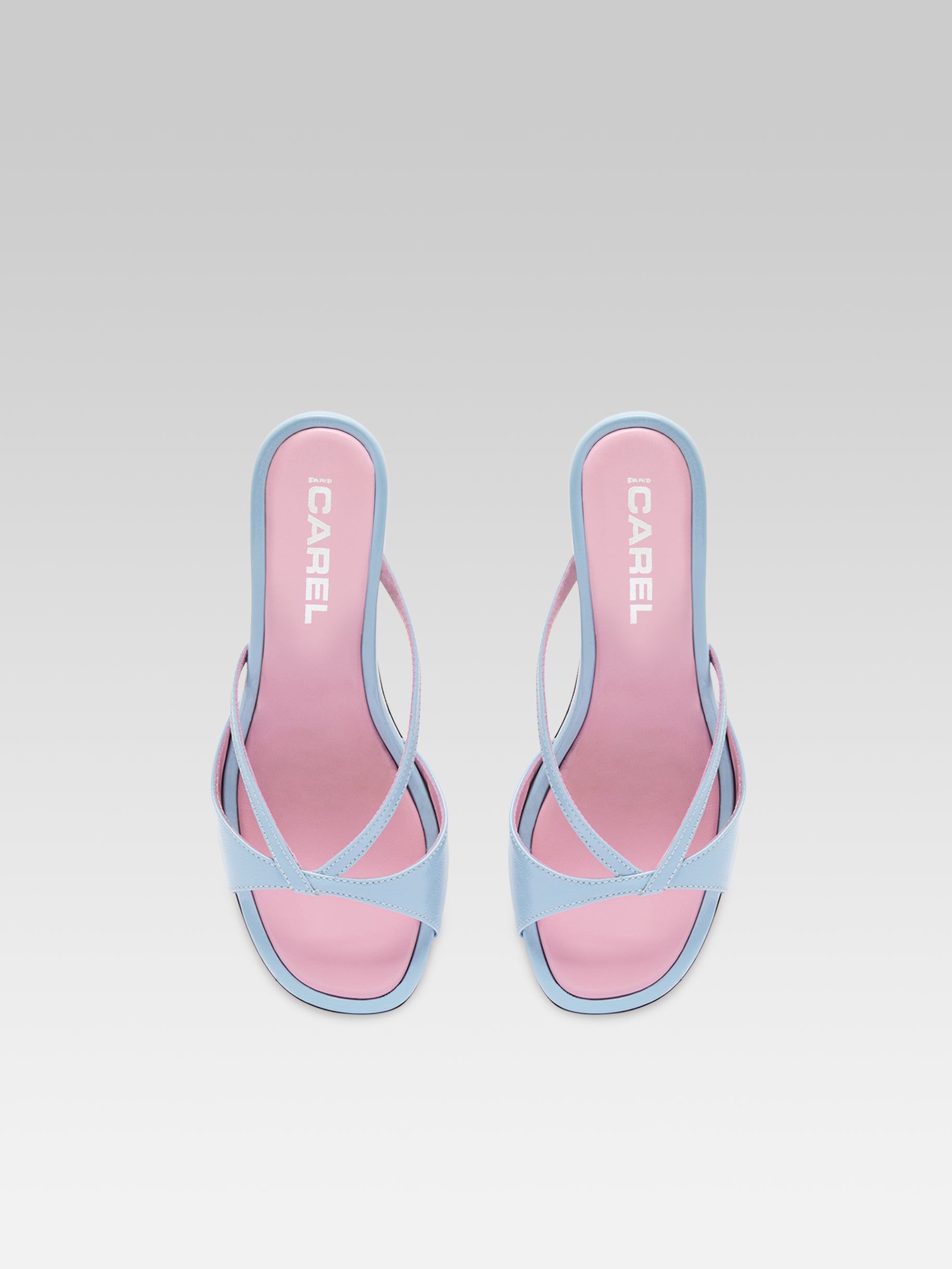 Athena - Sky blue leather strappy mules - Image number 4