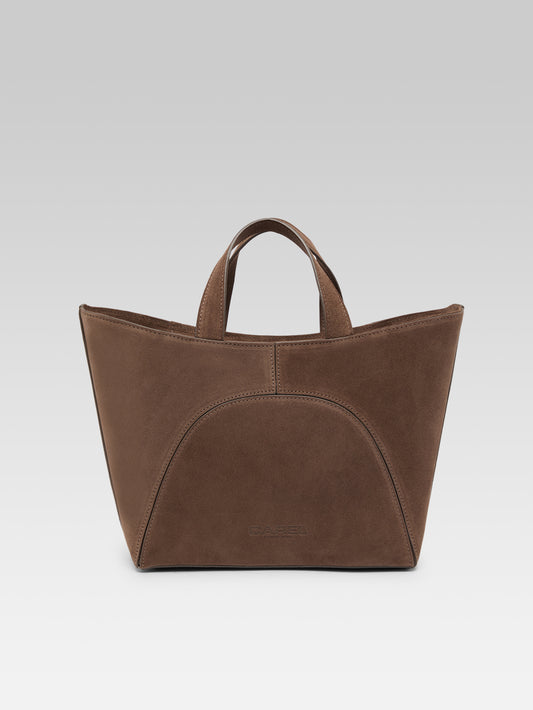 Clem - Mini sac cabas cuir velours mocha - Image numéro 3