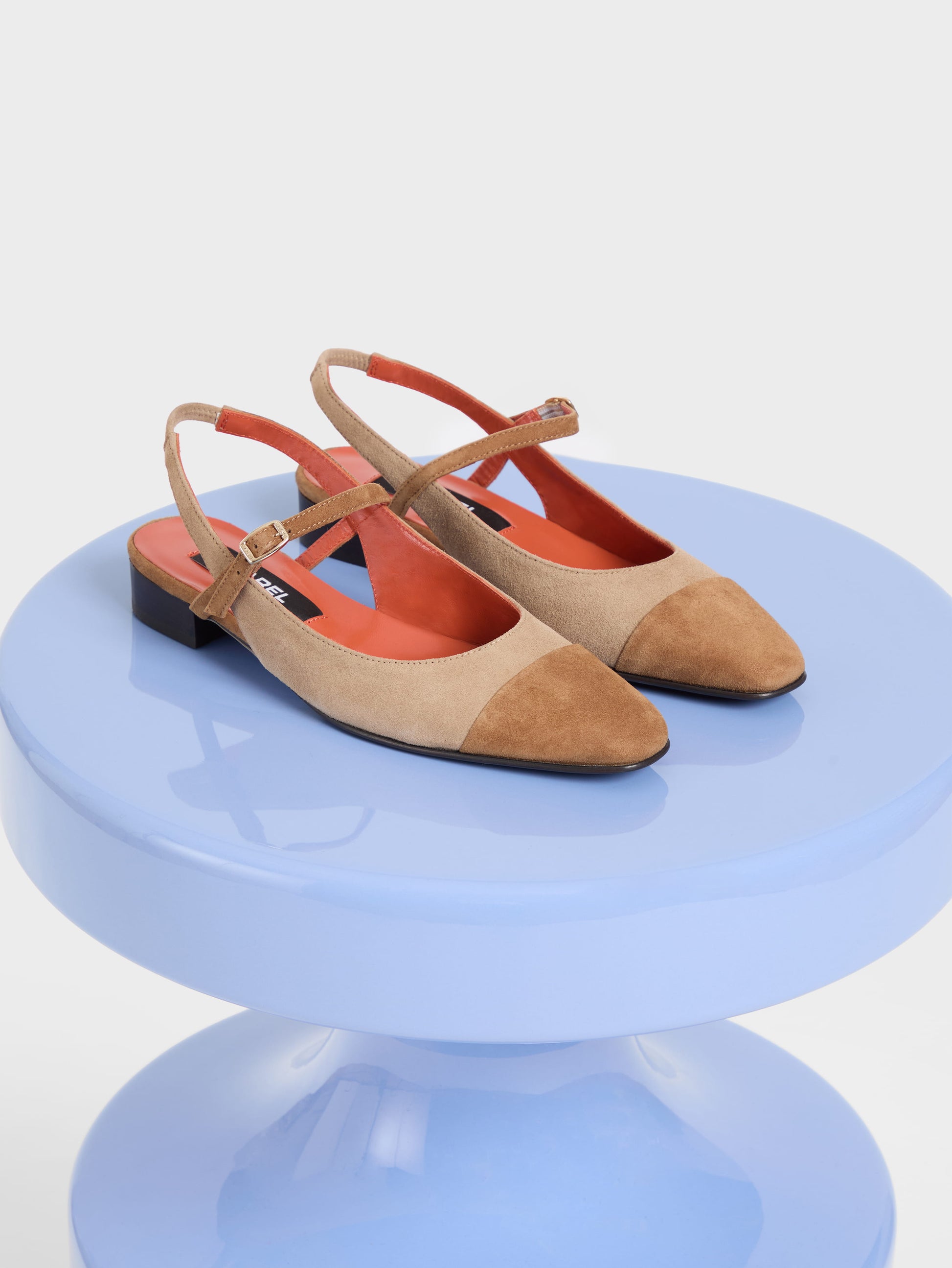 Oceano - Slingback cuir velours beige et cognac - Image numéro 7