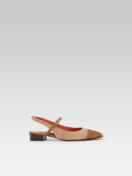 Oceano - Cappuccino suede leather slingback - Image number 1