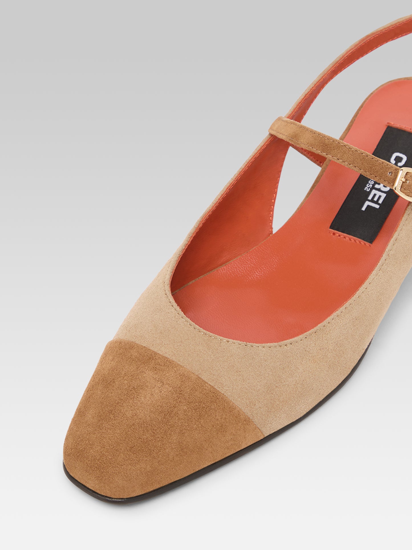 Oceano - Slingback cuir velours beige et cognac
