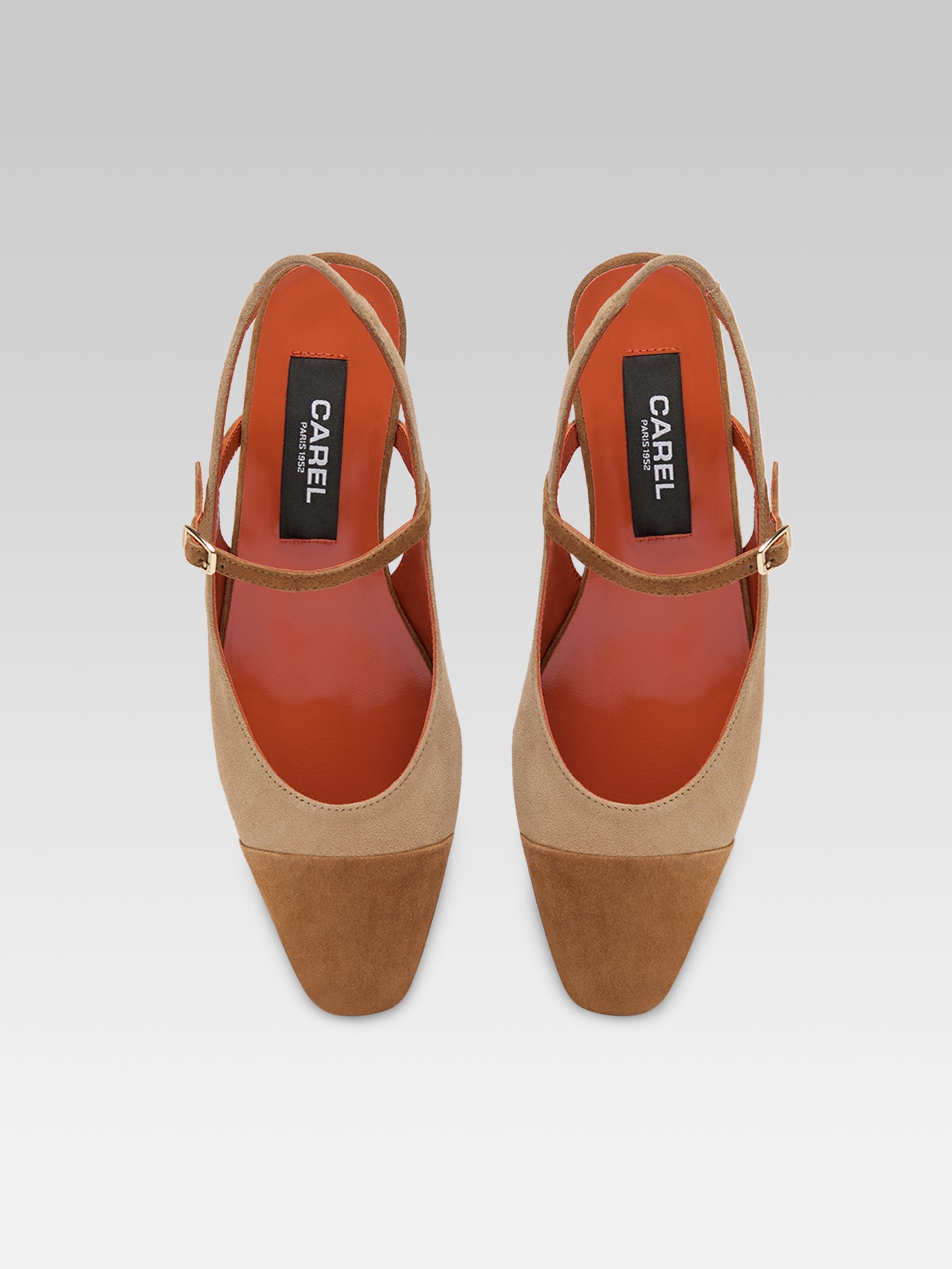 Oceano - Slingback cuir velours beige et cognac