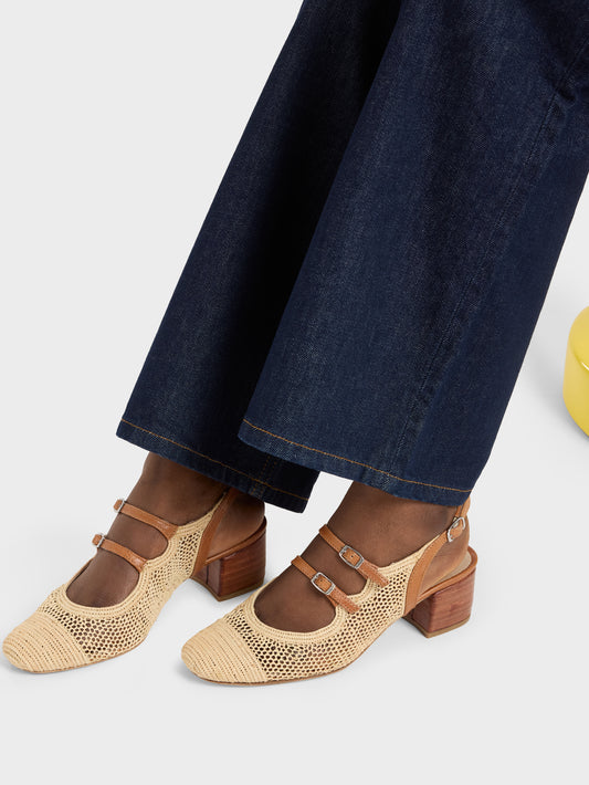Thalma - Natural raffia slingback Mary Janes - Image number 5