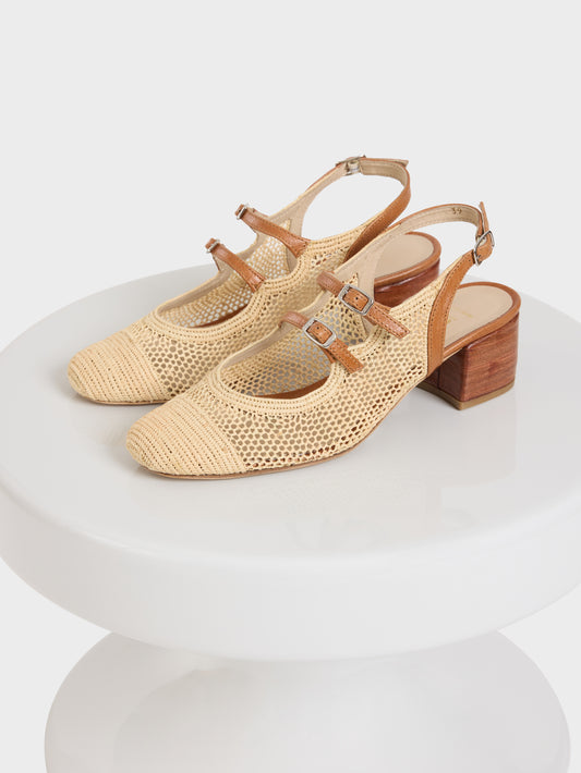 Thalma - Natural raffia slingback Mary Janes - Image number 7