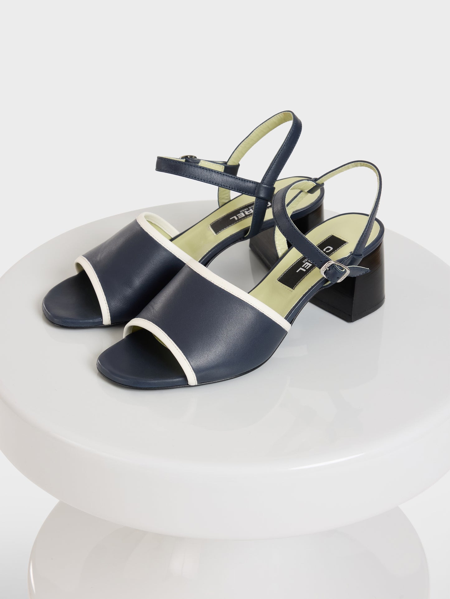 Adriana - Navy and ivory leather sandals