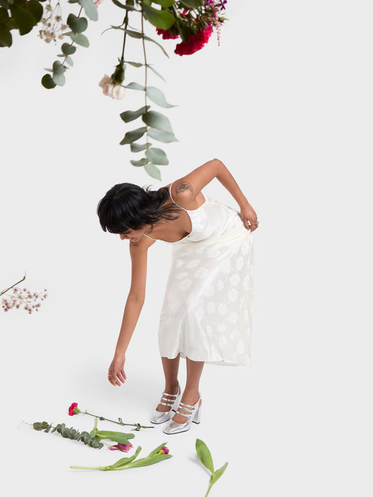 Promise - Silver laminated leather slingback shoes - Image number 9