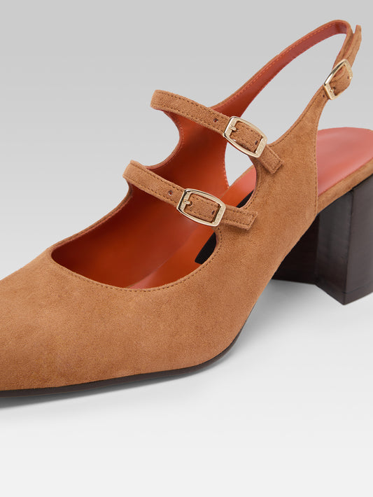 Banana - Babies slingback cuir velours cognac - Image numéro 4