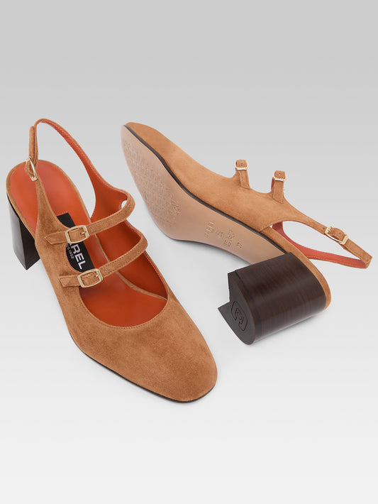 Banana - Babies slingback cuir velours cognac - Image numéro 3