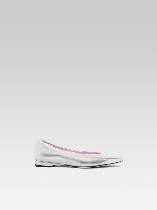 Emilia - Ballerines cuir laminé argent - Image numéro 1