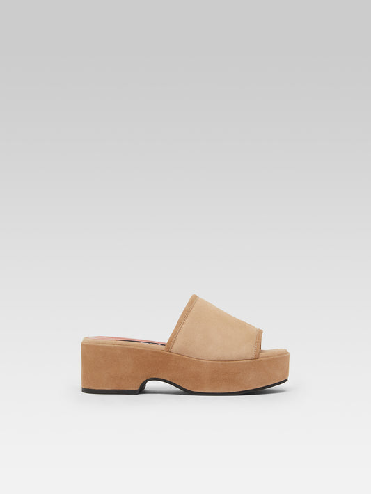 Adri - Cappuccino suede leather mules