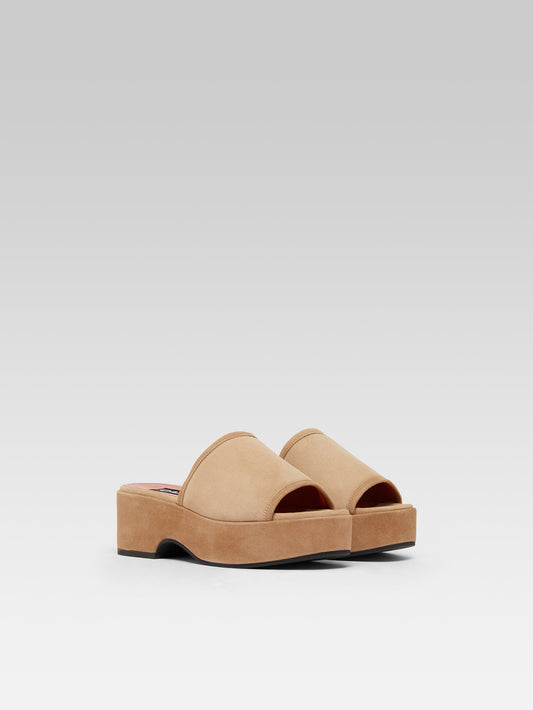 Adri - Cappuccino suede leather mules - Image number 2