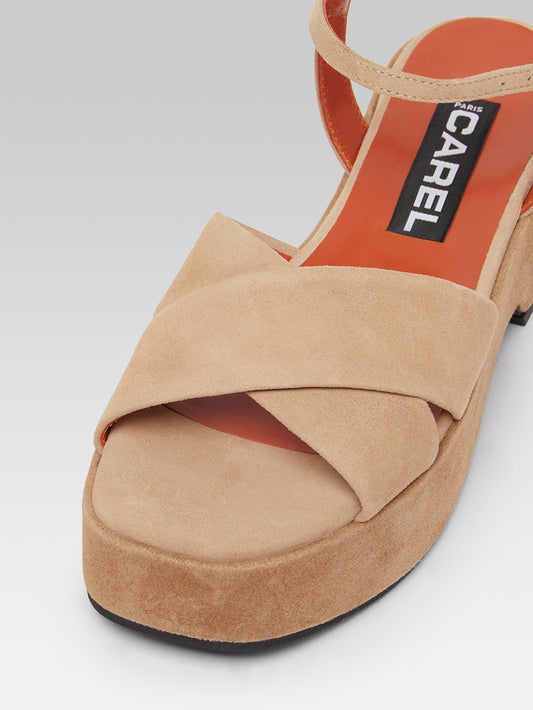 Carnaval - Sandales cuir velours cappuccino - Image numéro 3