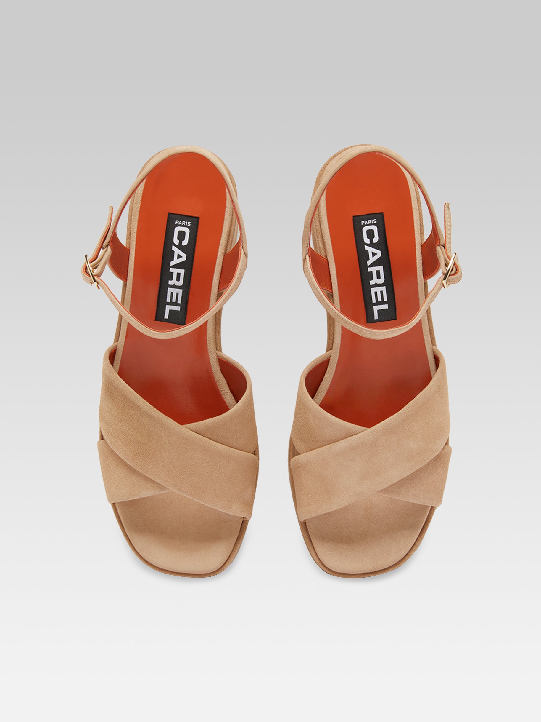 Carnaval - Cappuccino suede leather sandals | Carel Paris