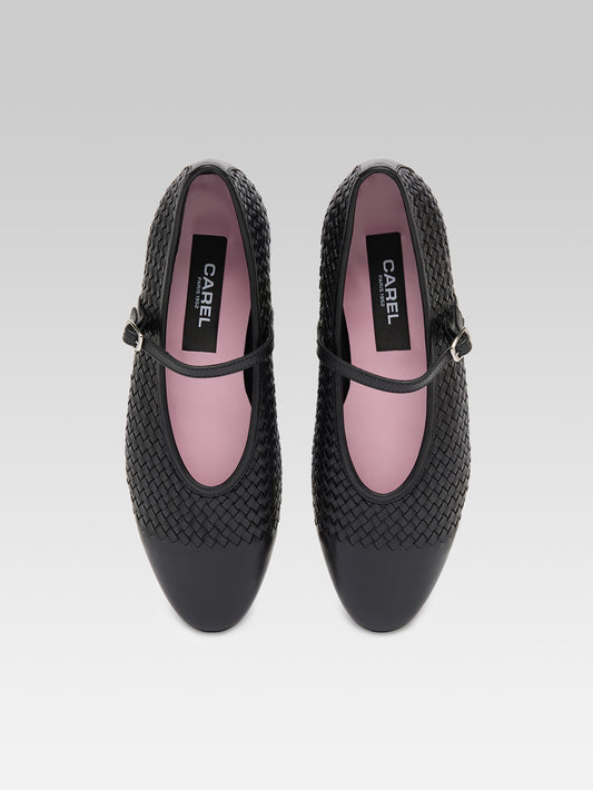 Tracy - Ballerines babies cuir tressé noir - Image numéro 5